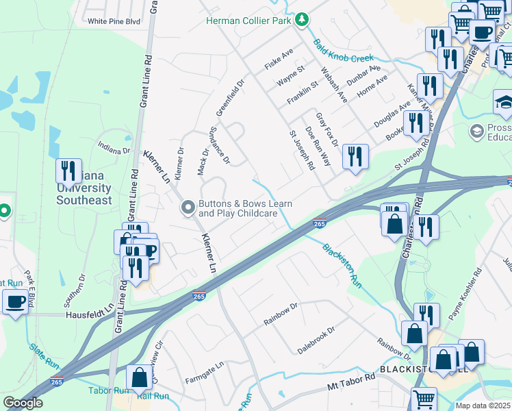map of restaurants, bars, coffee shops, grocery stores, and more near 4026 Summer Place in New Albany