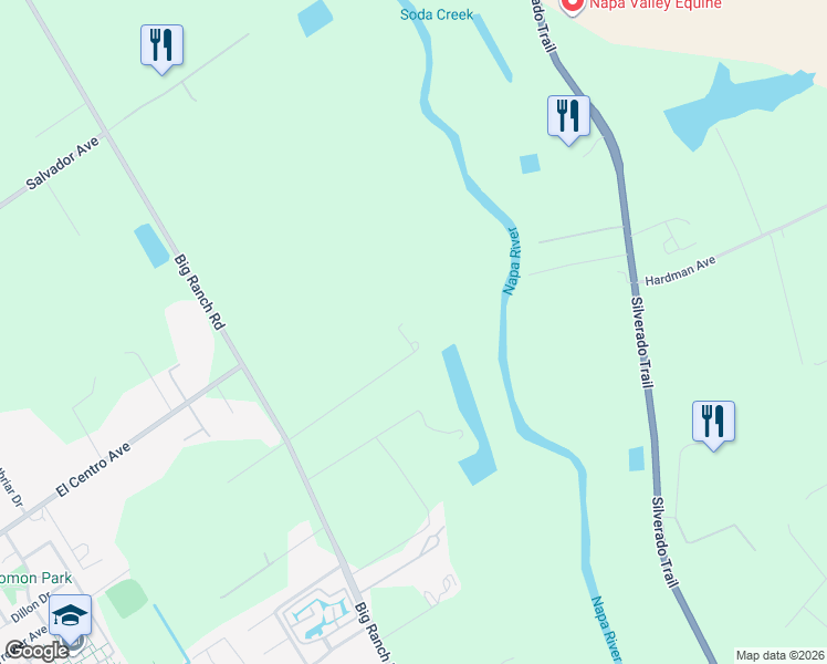 map of restaurants, bars, coffee shops, grocery stores, and more near 2350 Big Ranch Road in Napa
