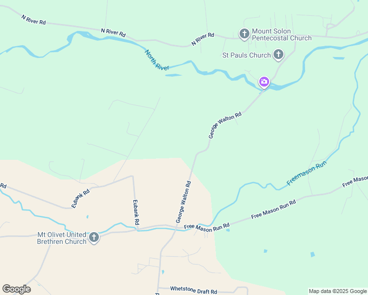 map of restaurants, bars, coffee shops, grocery stores, and more near 1134 George Walton Road in Mount Solon