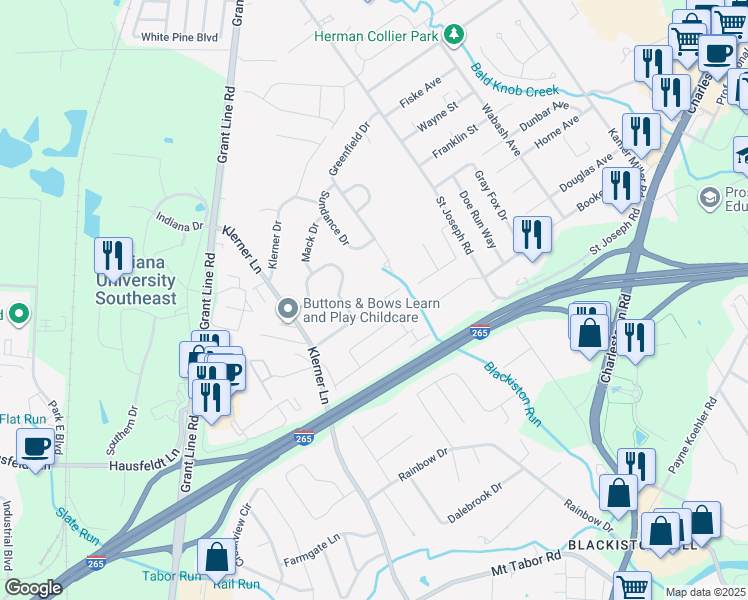 map of restaurants, bars, coffee shops, grocery stores, and more near 4026 Summer Place in New Albany