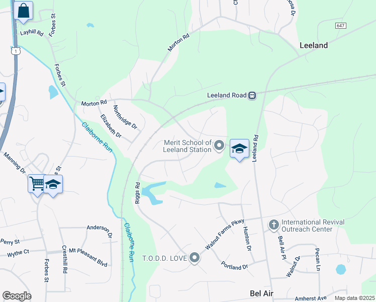 map of restaurants, bars, coffee shops, grocery stores, and more near 1 Denton Court in Fredericksburg
