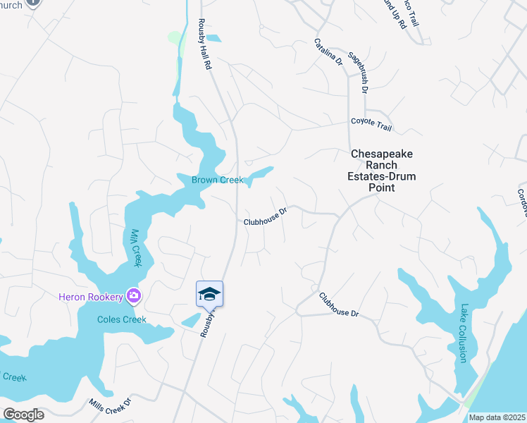 map of restaurants, bars, coffee shops, grocery stores, and more near 312 Clubhouse Drive in Lusby