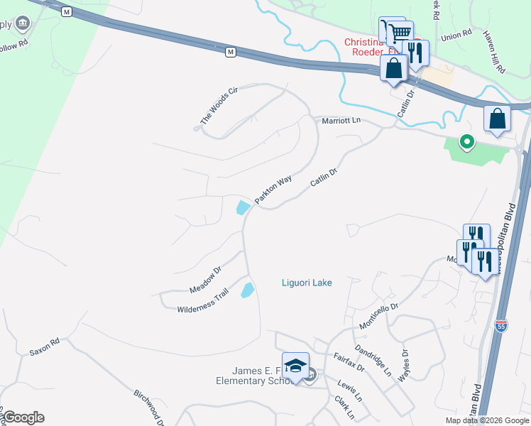 map of restaurants, bars, coffee shops, grocery stores, and more near 2042 Catlin Drive in Barnhart