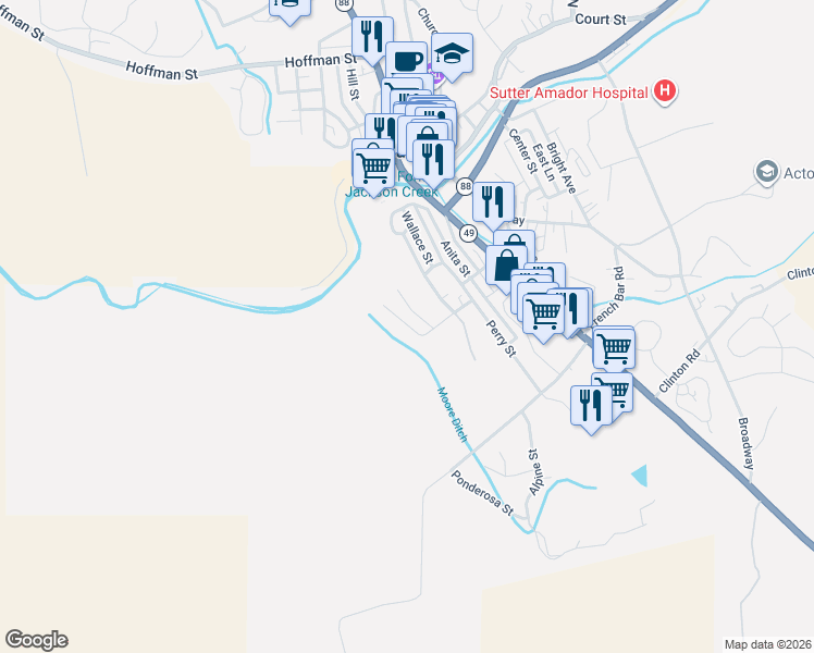 map of restaurants, bars, coffee shops, grocery stores, and more near 540 Sargent Avenue in Jackson