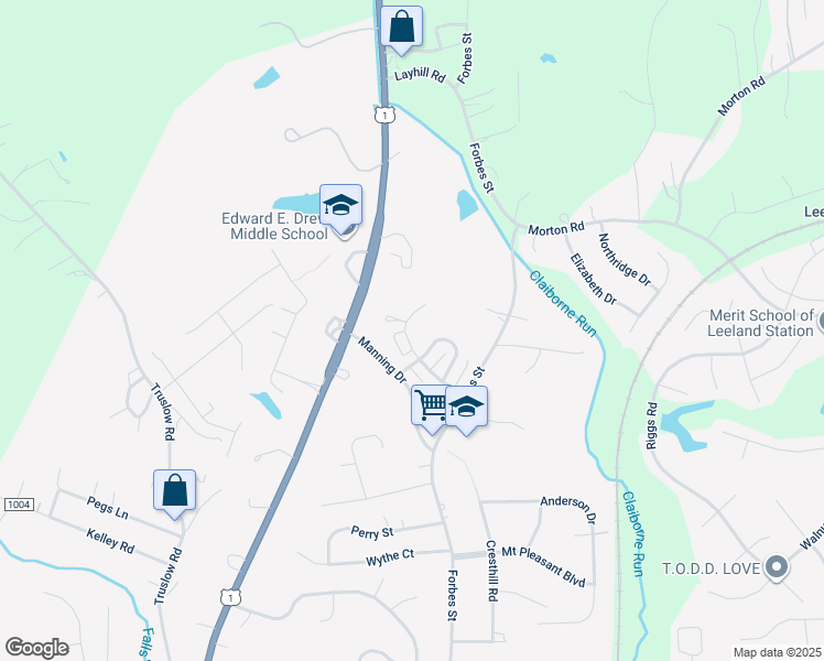 map of restaurants, bars, coffee shops, grocery stores, and more near 1112 Thomas Jefferson Place in Fredericksburg