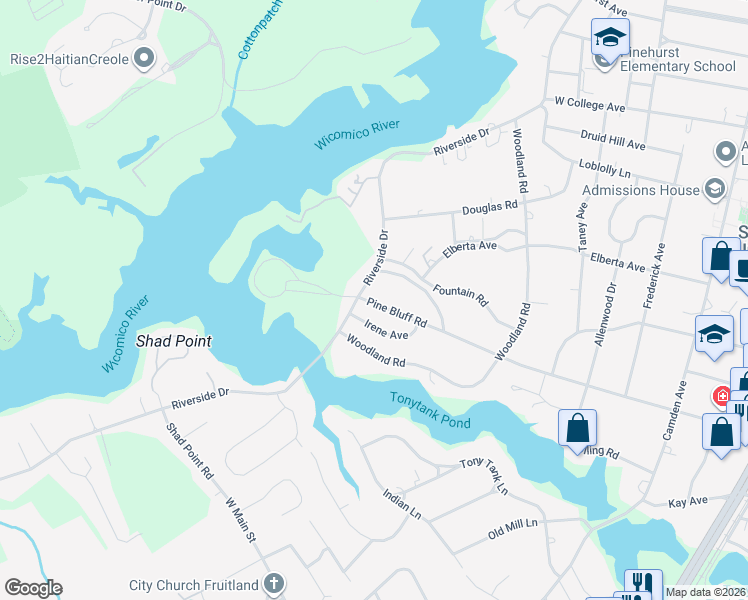 map of restaurants, bars, coffee shops, grocery stores, and more near 628 Pine Bluff Road in Salisbury