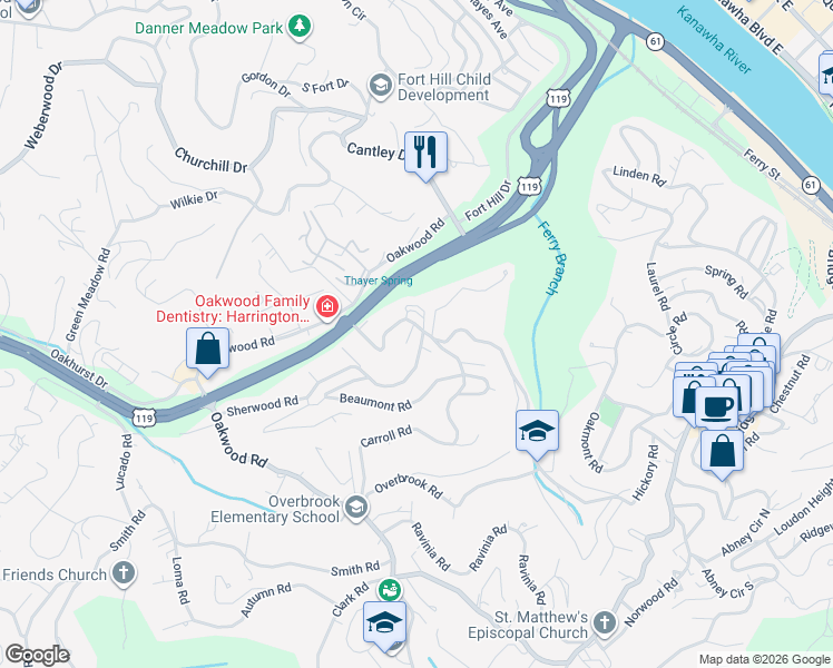 map of restaurants, bars, coffee shops, grocery stores, and more near 809 Beaumont Rd in Charleston