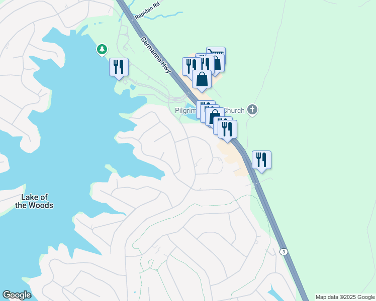 map of restaurants, bars, coffee shops, grocery stores, and more near 4517 Lakeview Parkway in Locust Grove