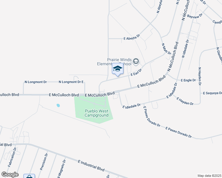 map of restaurants, bars, coffee shops, grocery stores, and more near 496 North Earl Drive in Pueblo West