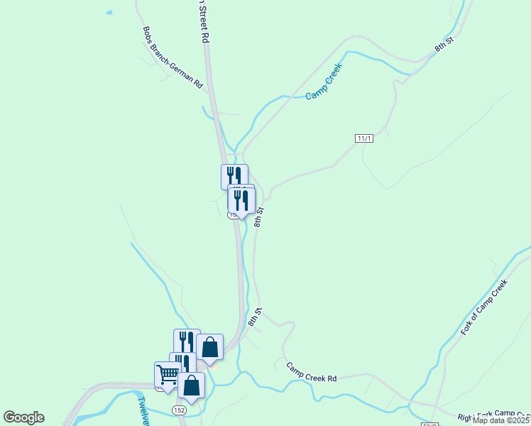 map of restaurants, bars, coffee shops, grocery stores, and more near 4397 8th Street Road in Lavalette
