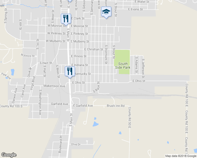 map of restaurants, bars, coffee shops, grocery stores, and more near 1134 South Race Street in Princeton