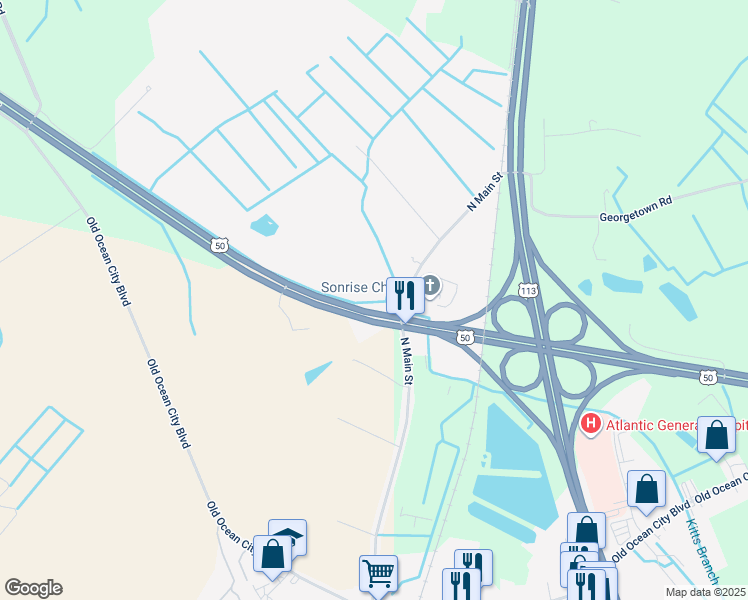 map of restaurants, bars, coffee shops, grocery stores, and more near 10013 Main Street in Berlin