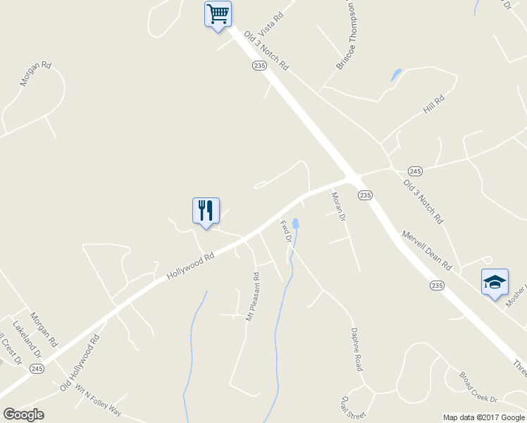 map of restaurants, bars, coffee shops, grocery stores, and more near 24611 Hollywood Road in Hollywood