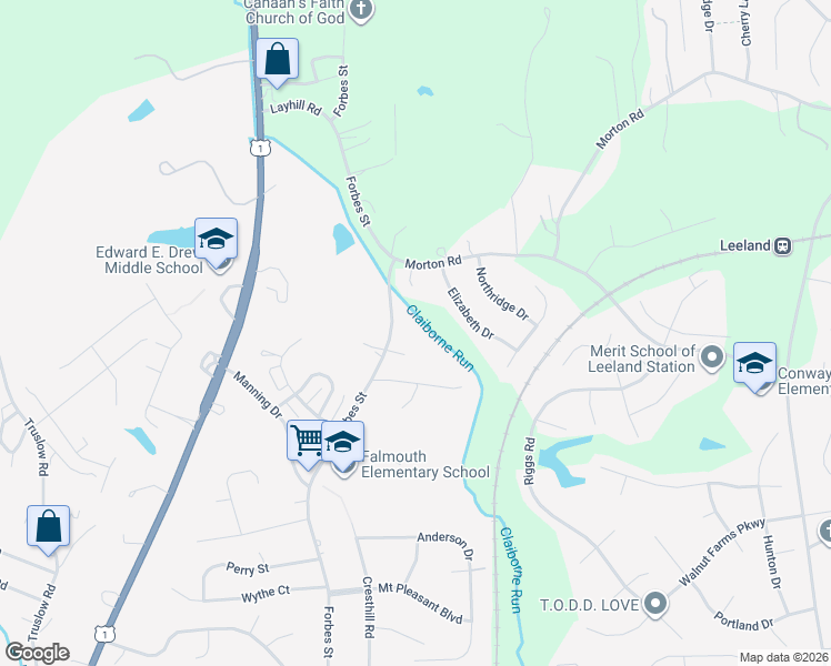 map of restaurants, bars, coffee shops, grocery stores, and more near 1230 Forbes Street in Falmouth