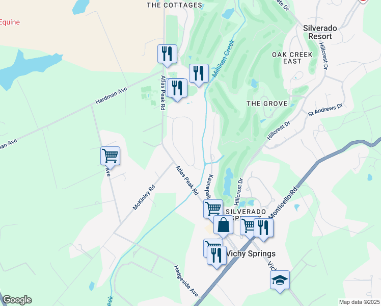 map of restaurants, bars, coffee shops, grocery stores, and more near 1550 Silver Trail in Napa