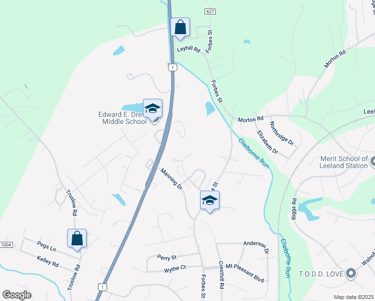 map of restaurants, bars, coffee shops, grocery stores, and more near 1234 Thomas Jefferson Place in Fredericksburg