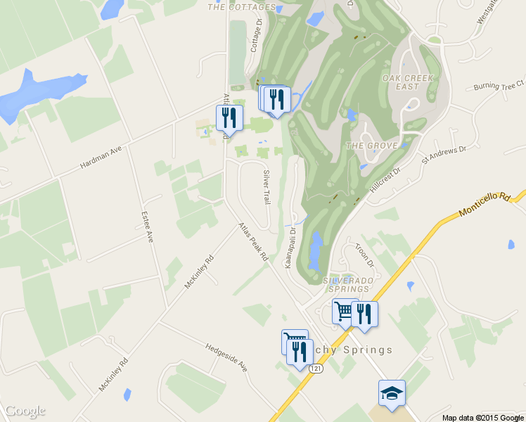 map of restaurants, bars, coffee shops, grocery stores, and more near 1550 Silver Trail in Napa