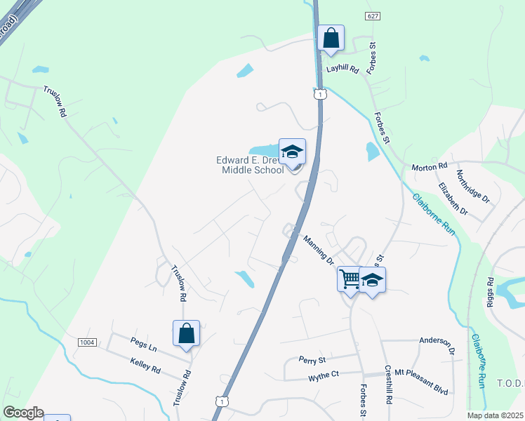 map of restaurants, bars, coffee shops, grocery stores, and more near 33 Cool Brook Lane in Fredericksburg