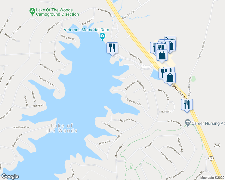 map of restaurants, bars, coffee shops, grocery stores, and more near 107 Mount Pleasant Drive in Locust Grove