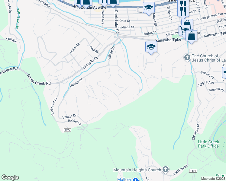 map of restaurants, bars, coffee shops, grocery stores, and more near 1240 Ridge Drive in Charleston