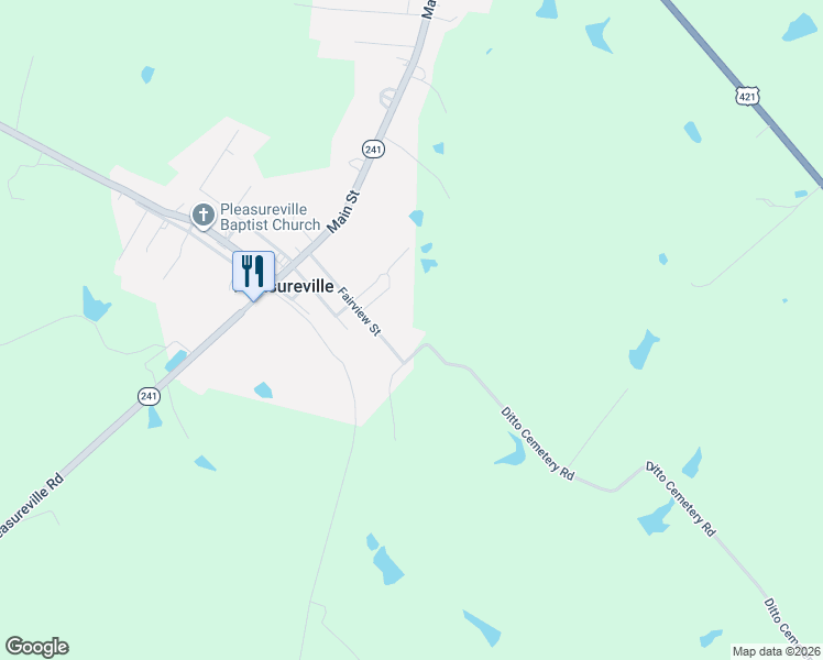 map of restaurants, bars, coffee shops, grocery stores, and more near 1548 Ditto Cemetery Road in Pleasureville