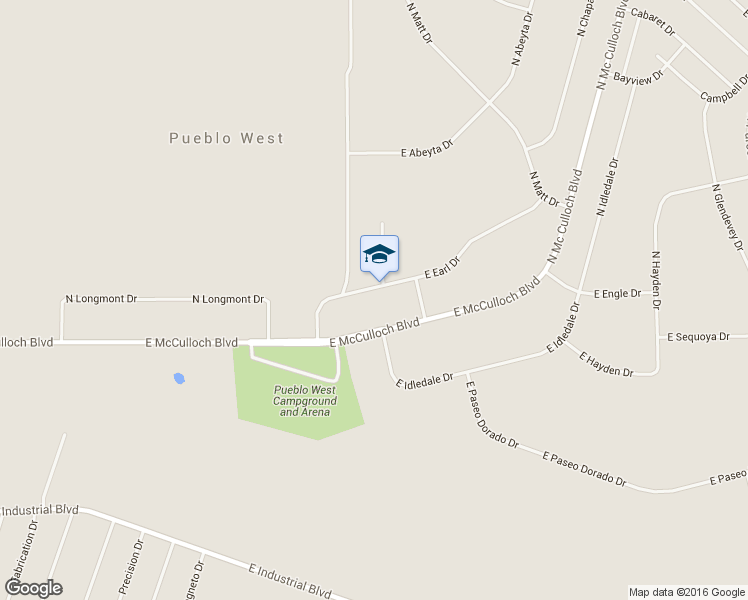 map of restaurants, bars, coffee shops, grocery stores, and more near 496 North Earl Drive in Pueblo West