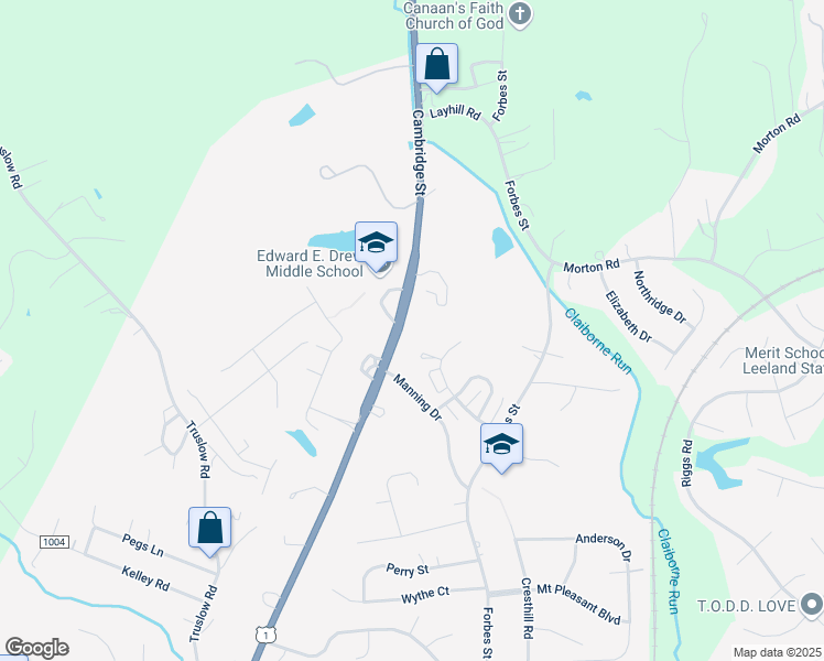 map of restaurants, bars, coffee shops, grocery stores, and more near 1501 Fox Chase Boulevard in Fredericksburg
