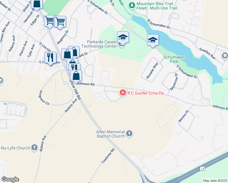 map of restaurants, bars, coffee shops, grocery stores, and more near Turnstone Circle in Salisbury