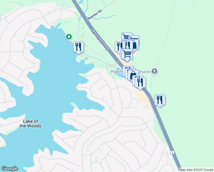 map of restaurants, bars, coffee shops, grocery stores, and more near 111 Carriage Court in Locust Grove