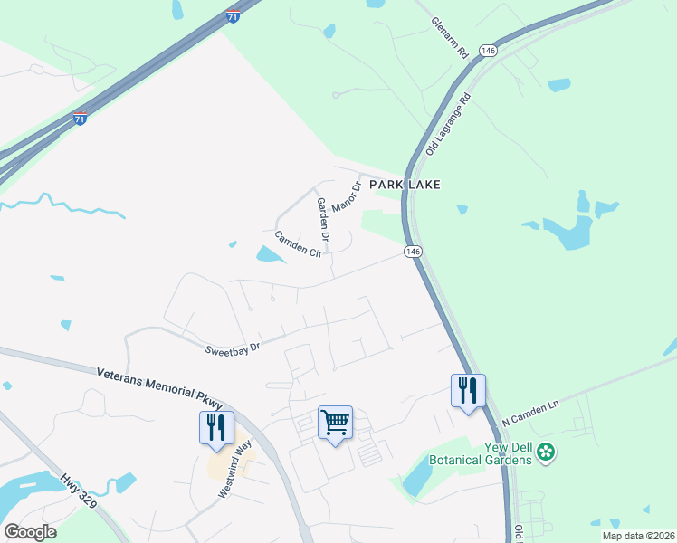 map of restaurants, bars, coffee shops, grocery stores, and more near 6122 Park Road in Crestwood
