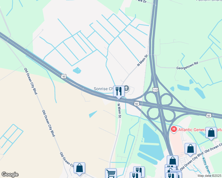 map of restaurants, bars, coffee shops, grocery stores, and more near 10013 Main Street in Berlin