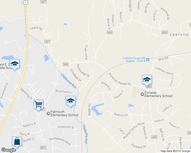 map of restaurants, bars, coffee shops, grocery stores, and more near 221 Northview Drive in Fredericksburg