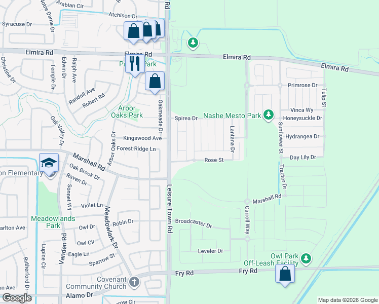 map of restaurants, bars, coffee shops, grocery stores, and more near 784 Carnation Drive in Vacaville