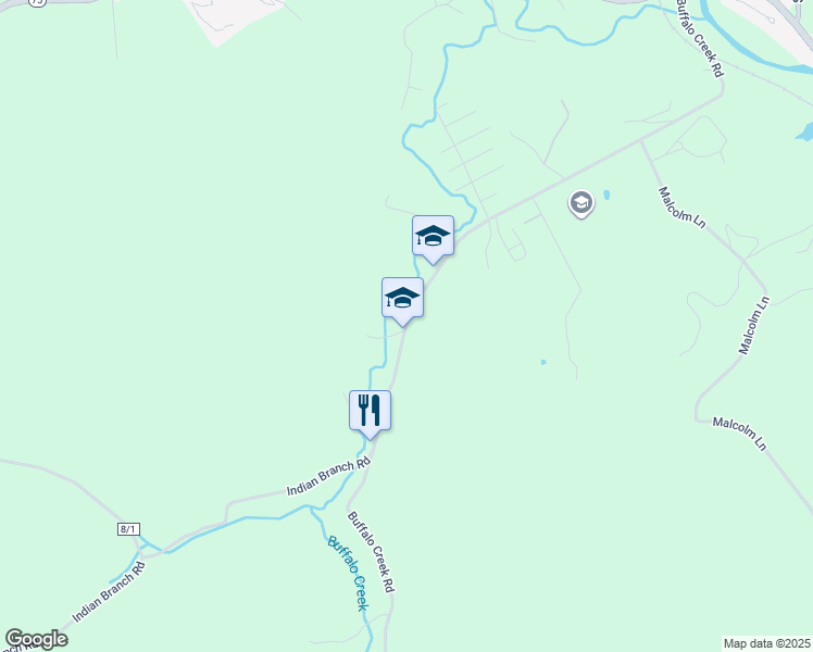map of restaurants, bars, coffee shops, grocery stores, and more near 398 Buffalo Creek Road in Kenova