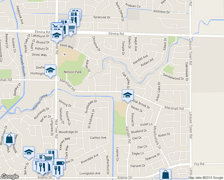 map of restaurants, bars, coffee shops, grocery stores, and more near 201 Loch Lomond Drive in Vacaville