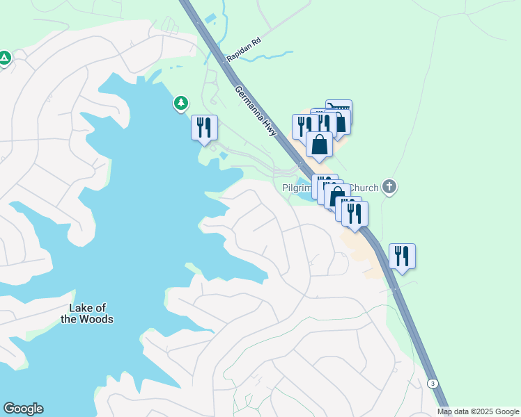 map of restaurants, bars, coffee shops, grocery stores, and more near 107 Federal Road in Locust Grove