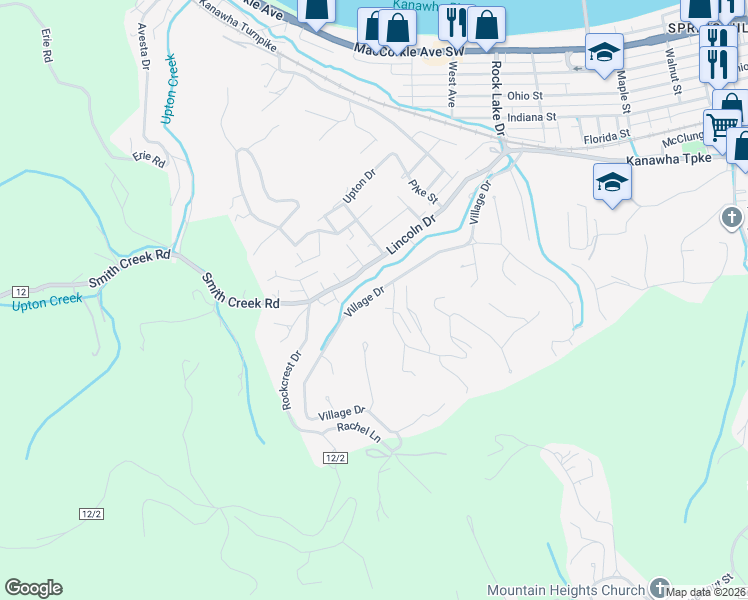 map of restaurants, bars, coffee shops, grocery stores, and more near 1110 Village Drive in Charleston