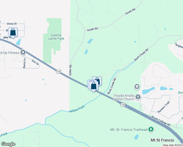 map of restaurants, bars, coffee shops, grocery stores, and more near 5824 U.S. 150 in Floyds Knobs