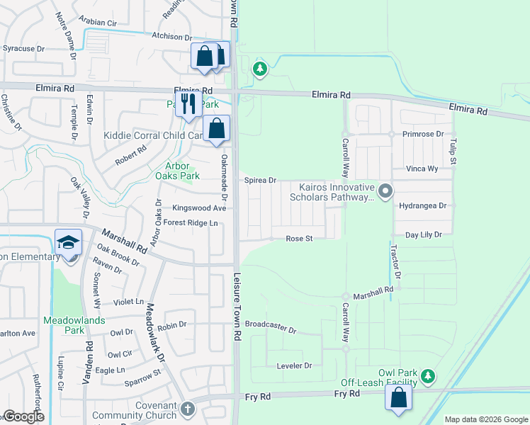 map of restaurants, bars, coffee shops, grocery stores, and more near 736 Carnation Drive in Vacaville