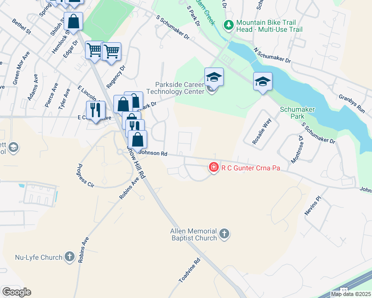map of restaurants, bars, coffee shops, grocery stores, and more near 1054 Caravan Way in Salisbury