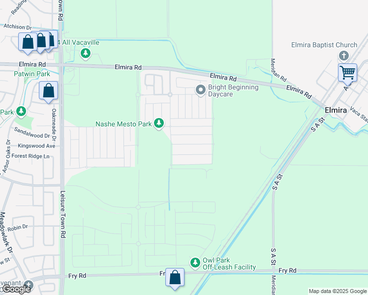 map of restaurants, bars, coffee shops, grocery stores, and more near 725 Hydrangea Drive in Vacaville