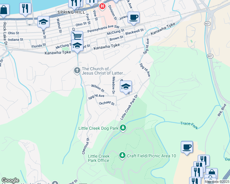 map of restaurants, bars, coffee shops, grocery stores, and more near 928 Meadow Drive in Charleston