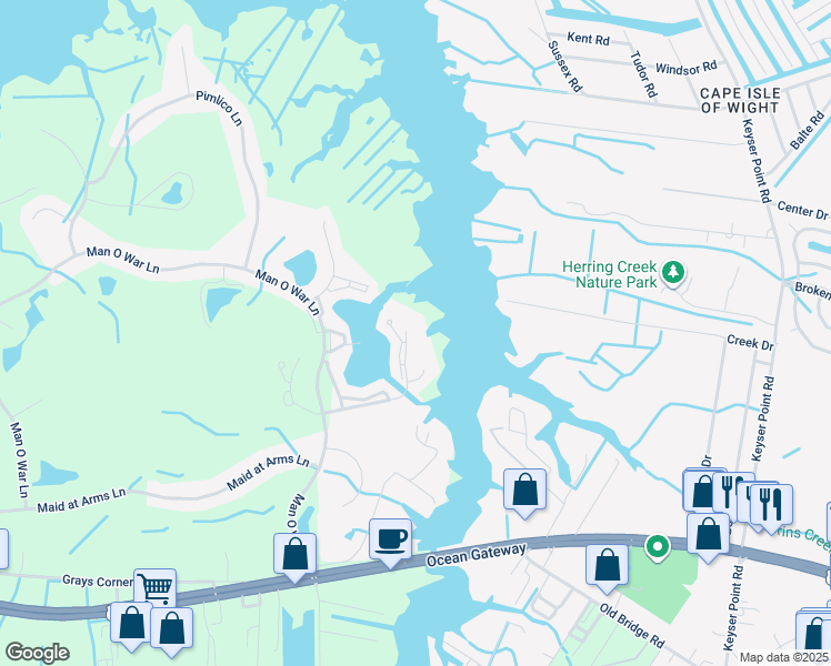 map of restaurants, bars, coffee shops, grocery stores, and more near 10528 War Dancer Lane in Berlin