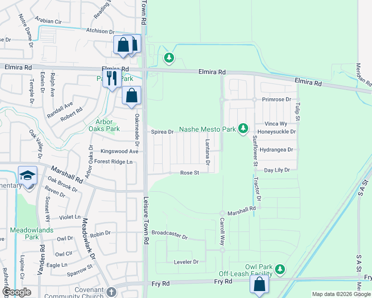 map of restaurants, bars, coffee shops, grocery stores, and more near 537 Datura Drive in Vacaville