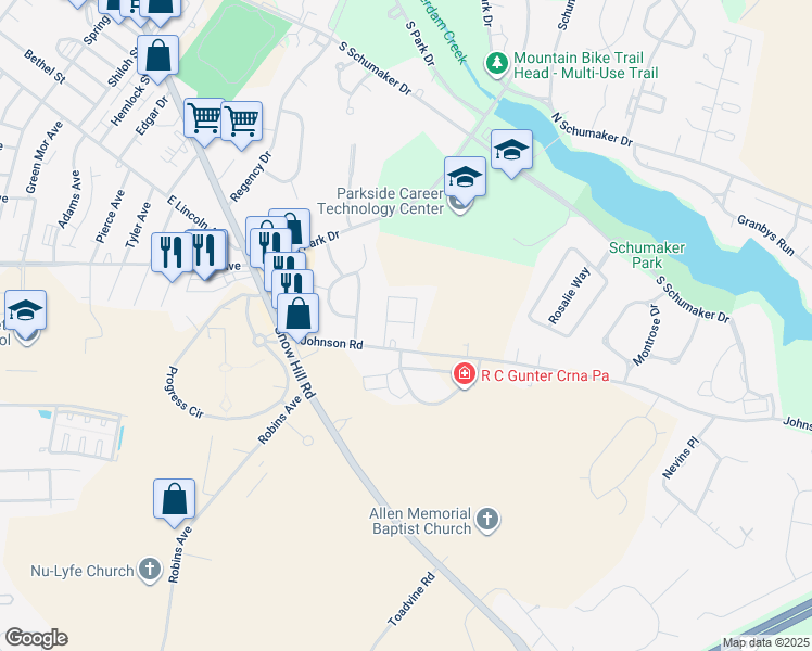 map of restaurants, bars, coffee shops, grocery stores, and more near 1054 Caravan Way in Salisbury