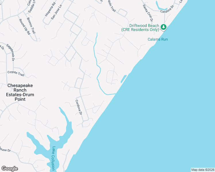 map of restaurants, bars, coffee shops, grocery stores, and more near 12571 Algonquin Trail in Lusby