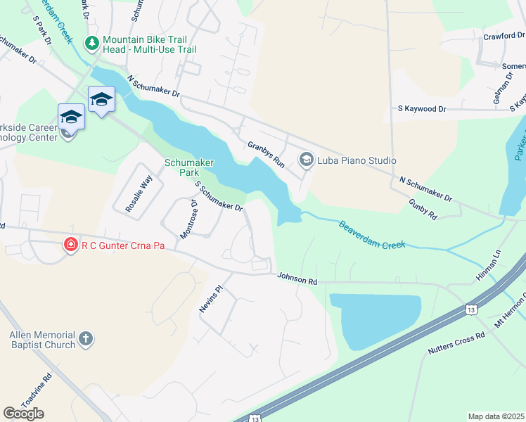 map of restaurants, bars, coffee shops, grocery stores, and more near 1103 South Schumaker Drive in Salisbury
