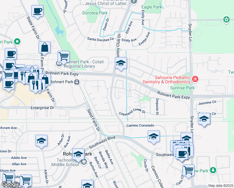 map of restaurants, bars, coffee shops, grocery stores, and more near 911 Kirsten Court in Rohnert Park