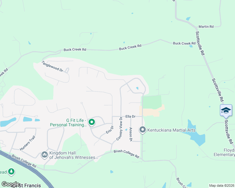 map of restaurants, bars, coffee shops, grocery stores, and more near 4450 Erin Drive in Floyds Knobs