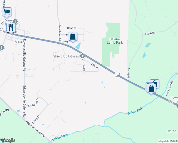 map of restaurants, bars, coffee shops, grocery stores, and more near 6300 Eric Dr in Floyds Knobs